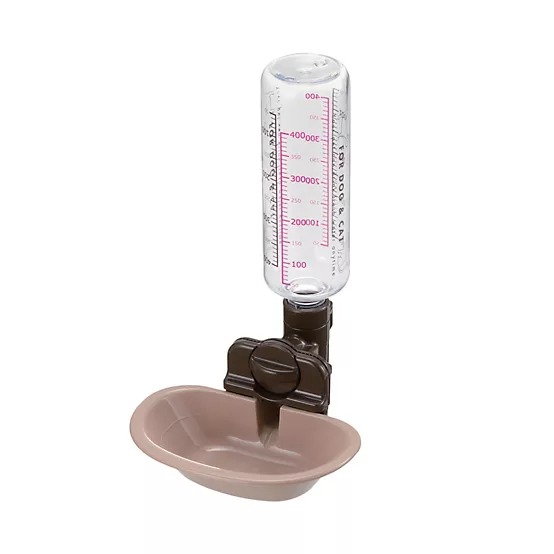 Richell Adjustable Plastic Pet Rehydration Water Station（Brown）, 15.9 oz., 6.7 in. x 7.9 in. x 10.9 in.