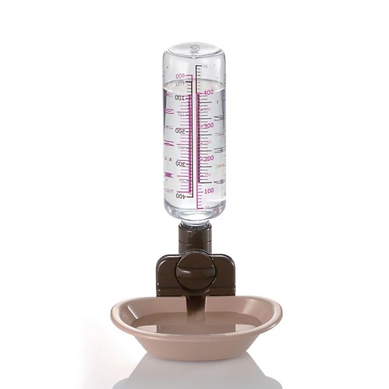 Richell Adjustable Plastic Pet Rehydration Water Station（Brown）, 15.9 oz., 6.7 in. x 7.9 in. x 10.9 in.