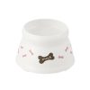 Richell 0.6-Cup Raised Polypropylene Bone Design Dog Bowl