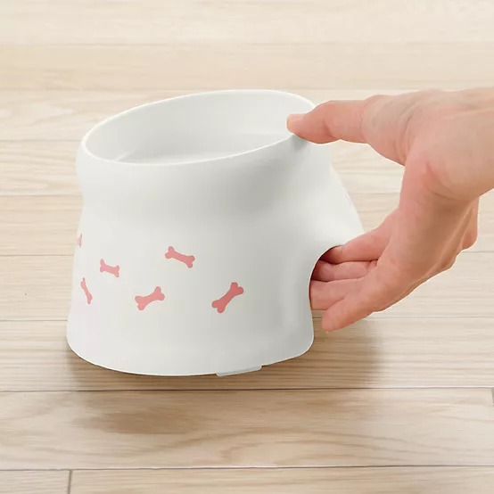 Richell 0.6-Cup Raised Polypropylene Bone Design Dog Bowl