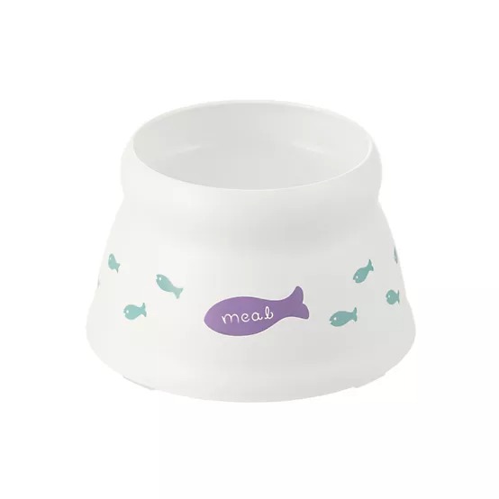 Richell 0.6-Cup Raised Polypropylene Fish-Patterned Cat Bowl