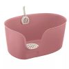 Richell Paw Trax High-Wall Open Cat Litter Box, XL, Pink