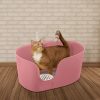 Richell Paw Trax High-Wall Open Cat Litter Box, XL, Pink
