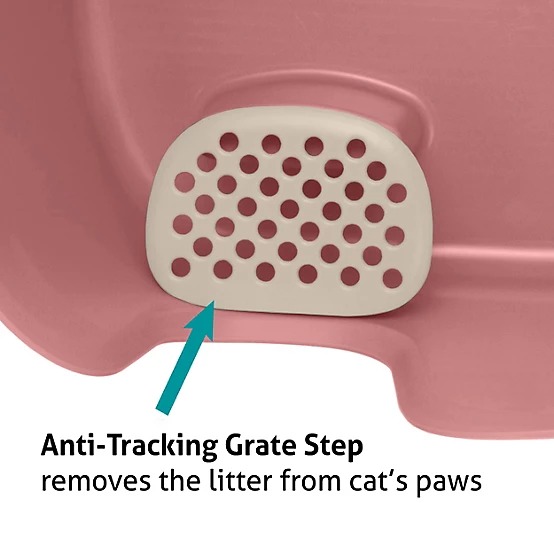 Richell Paw Trax High-Wall Open Cat Litter Box, XL, Pink