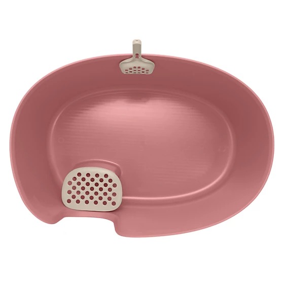 Richell Paw Trax High-Wall Open Cat Litter Box, XL, Pink