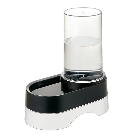Richell Elevated Gravity Water Dispenser Dog & Cat Bowl, Black, 1-gal