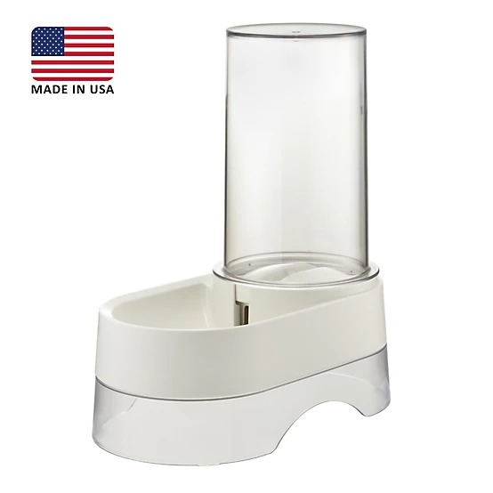 Richell Elevated Gravity Water Dispenser Dog & Cat Bowl, White, 1-gal