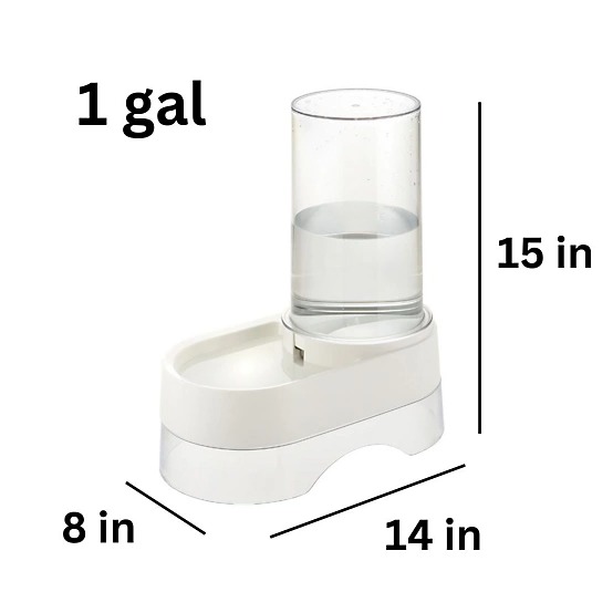 Richell Elevated Gravity Water Dispenser Dog & Cat Bowl, White, 1-gal