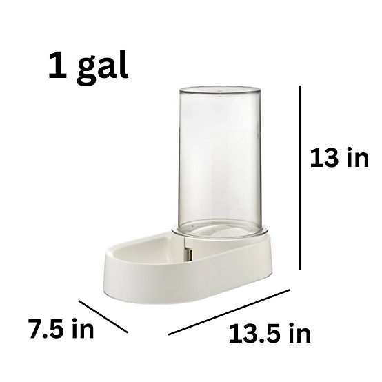 Richell Elevated Gravity Water Dispenser Dog & Cat Bowl, White, 1-gal