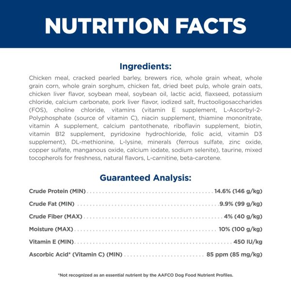 Senior 7+ Small Bites Dog Food, Chicken Meal, Barley & Rice Recipe