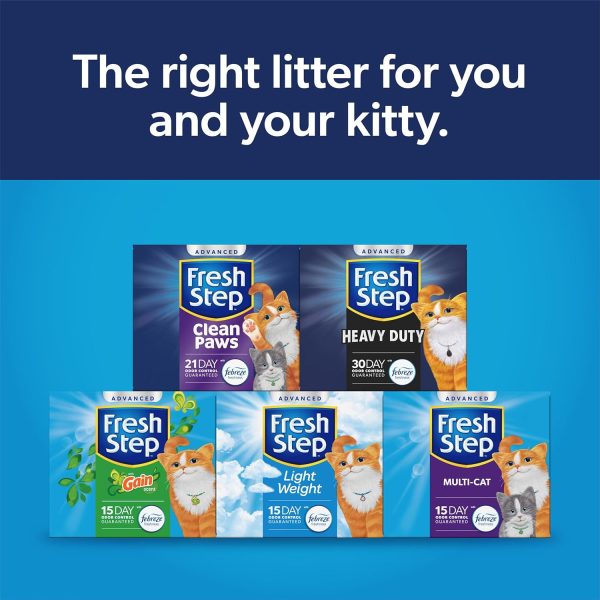 Fresh Step Clumping Cat Litter, Heavy Duty Advanced, Long Lasting 30-Day Odor Control with Odor Eliminating Carbon, 17.5 lb