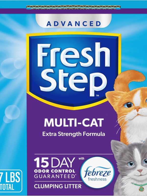 Fresh Step Advanced Multi Cat Clumping Litter with Febreze Freshness, Fresh Step Clumping Cat Litter Extra Strength Formula, 37 lbs. (2 x 18.5 lb. Box)