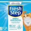 Fresh Step Advanced Simply Unscented Clumping Litter, Fresh Step Unscented Cat Litter Fights Odor on Contact, 37 lbs. (2 x 18.5 lb. Box)