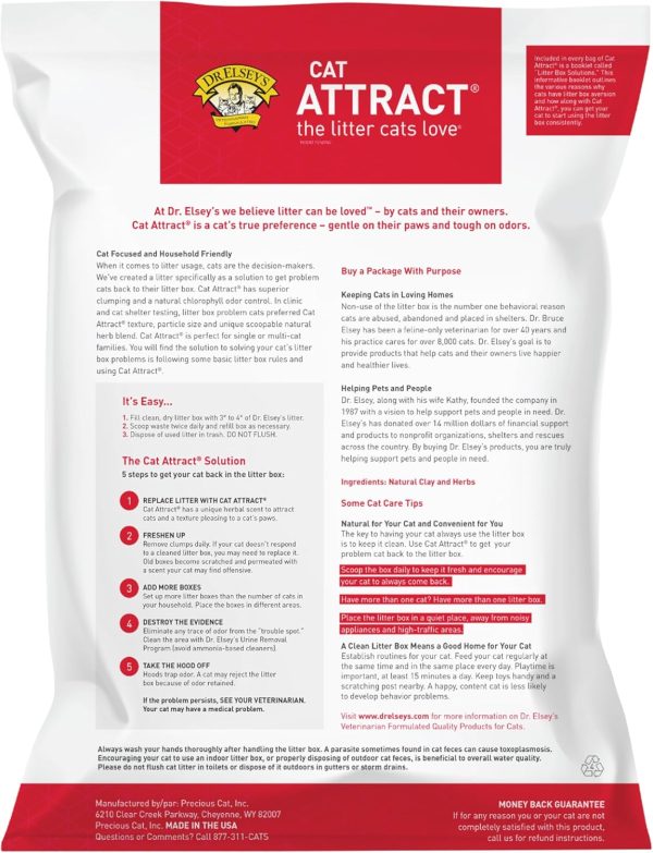 Dr. Elsey's Premium Clumping Cat Litter - Cat Attract - 99% Dust-Free, Low Tracking, Hard Clumping, Superior Odor Control, Natural Herbal Attractant, Unscented & Natural Ingredients, 40 lb