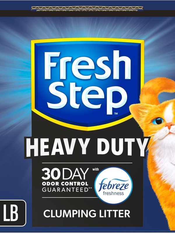 Fresh Step Clumping Cat Litter, Heavy Duty Advanced, Long Lasting 30-Day Odor Control with Odor Eliminating Carbon, 17.5 lb