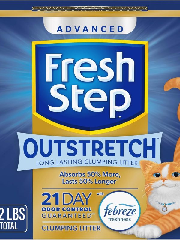 Fresh Step Outstretch Advanced Long Lasting Clumping Litter with Febreze Freshness, Activated Charcoal Litter Lasts 50% Longer, 32 lbs. (2 x 16 lb. Box)
