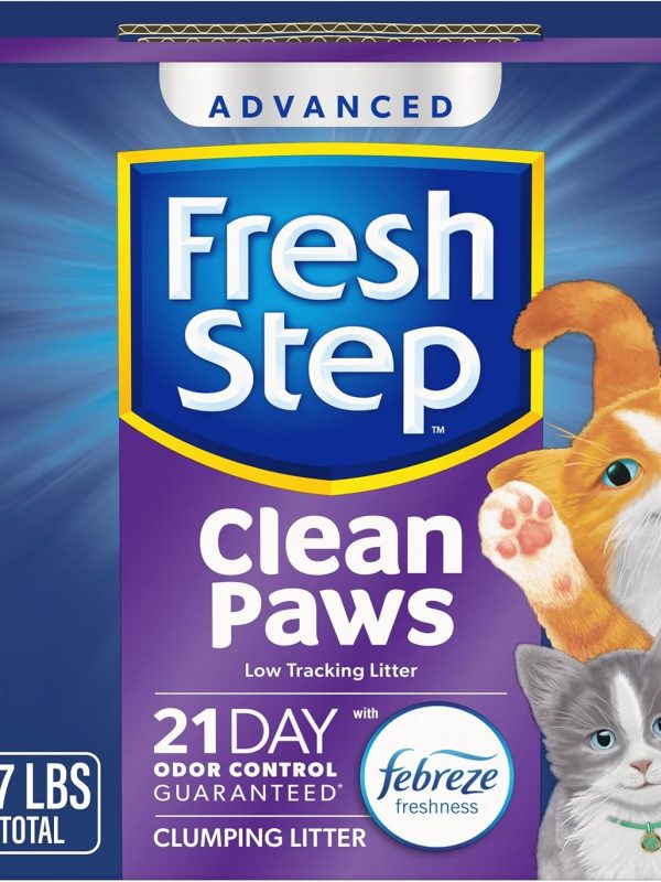 Fresh Step Clean Paws Cat Litter with Febreze Freshness, Advanced Multi Cat Low Tracking Clumping Litter, 37 lbs. (2 x 18.5 lb. Box)